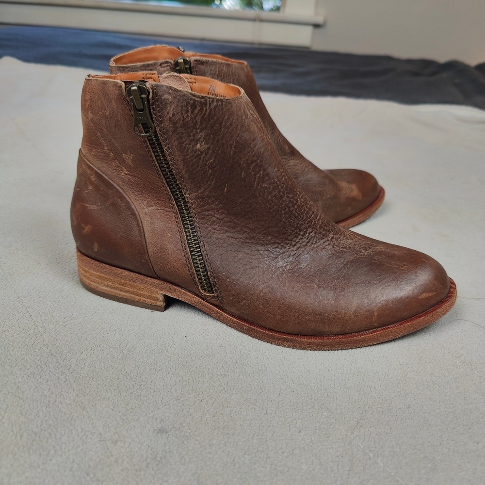 Kork‎ Ease Riley Ankle Boots Womens 7 Brown Oiled Leather Side Zip Bohemian - Picture 2 of 10